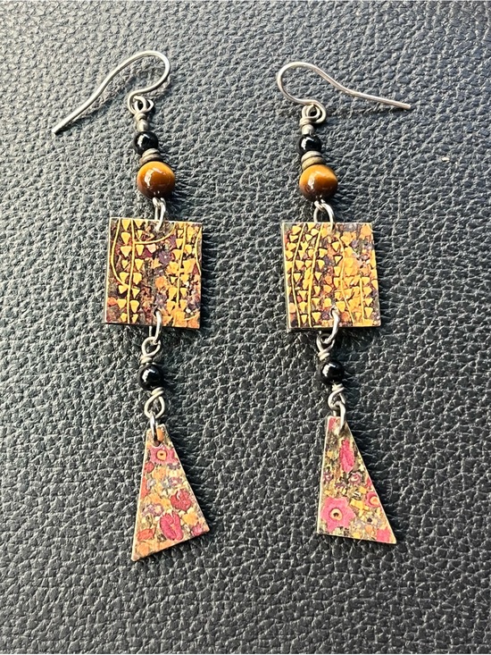 Hand Crafted Jewelry - Handcrafted Multicolored Geometric Shape Drop Earrings